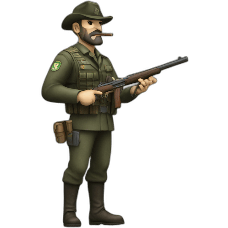 Captain price smoking a cigar while holding a rifle emoji