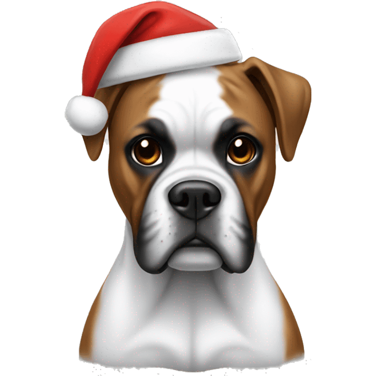 White Boxer with Santa hat emoji