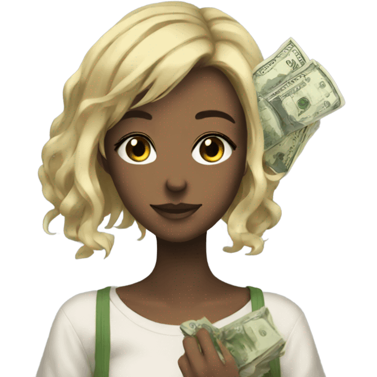 Anime girl with money emoji