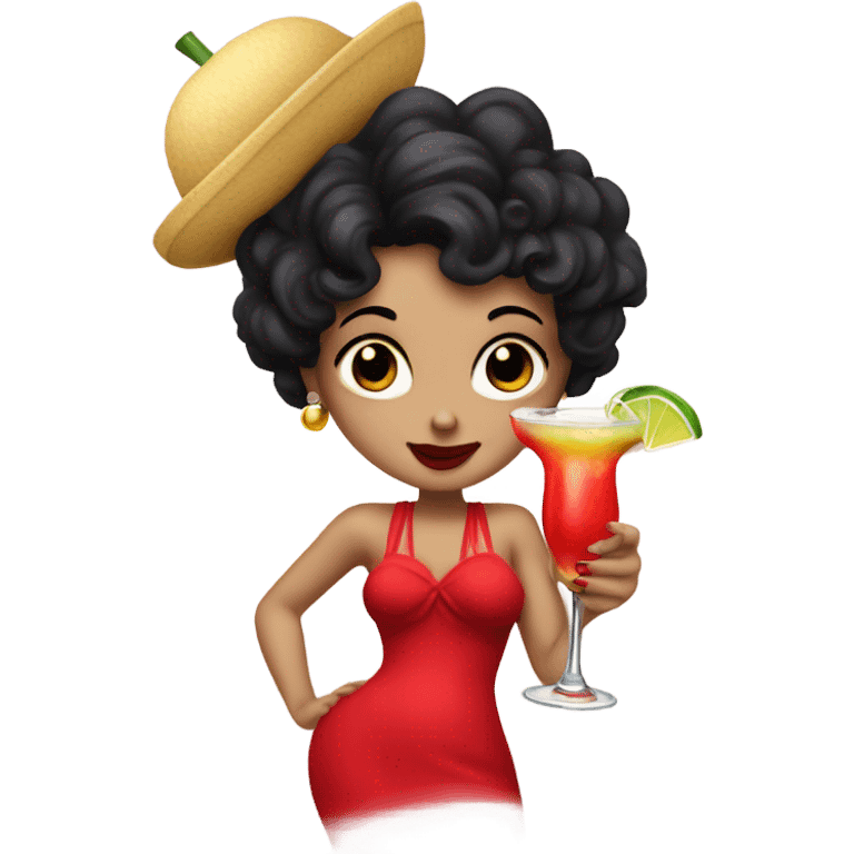 Betty boop wearing a red dress drinking a margarita  emoji