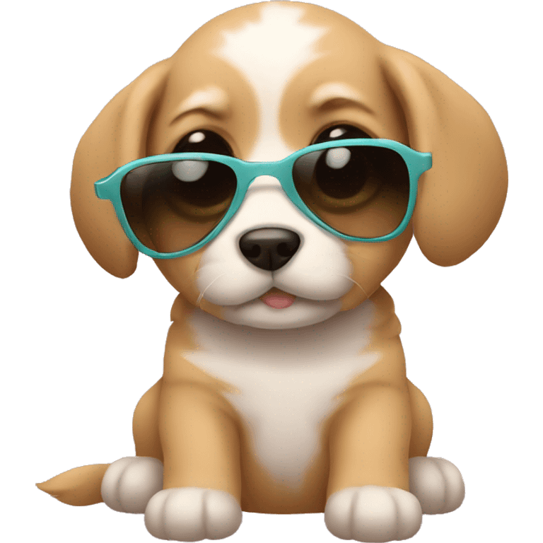 Puppy with sunglasses cute emoji