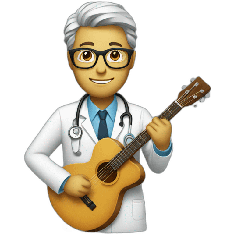 doctor glasses playing guitar emoji