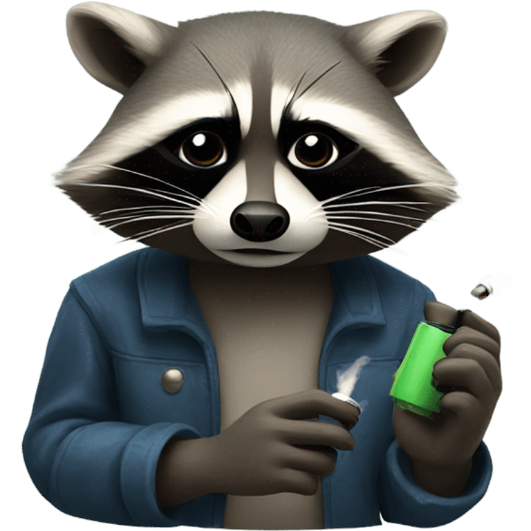 stoic raccoon vaping emoji