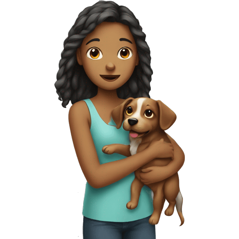 Girl holding dog emoji