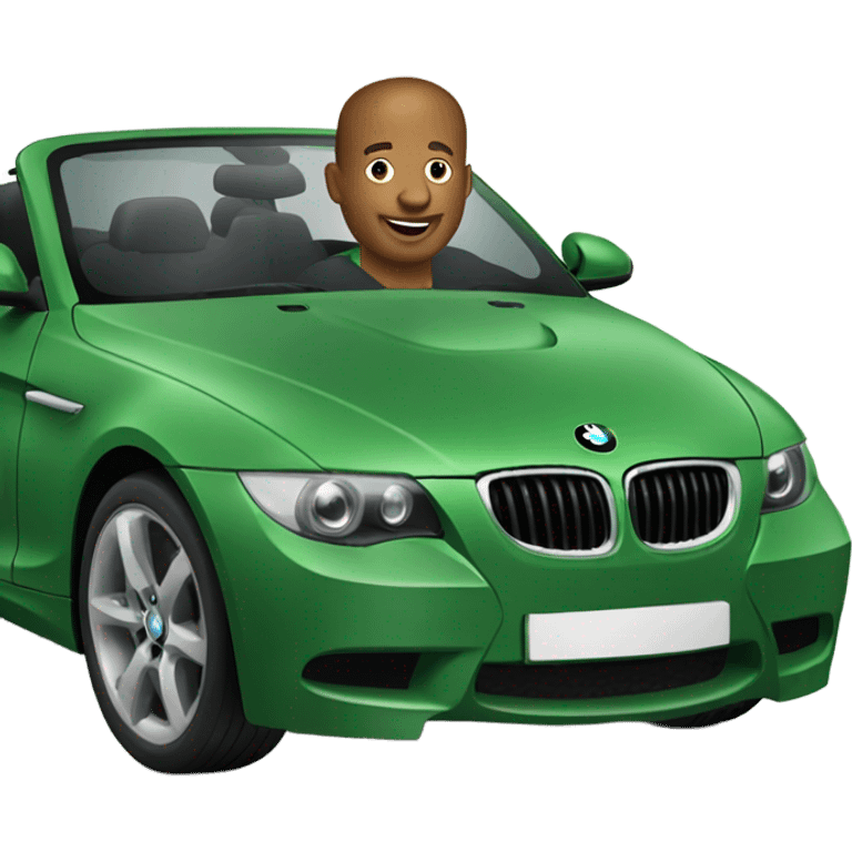 man in green bmw cabriolet emoji