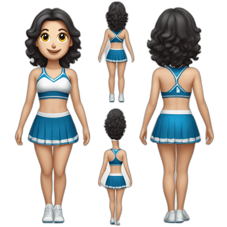 Full body Caucasian curvy cheerleader back and front views emoji