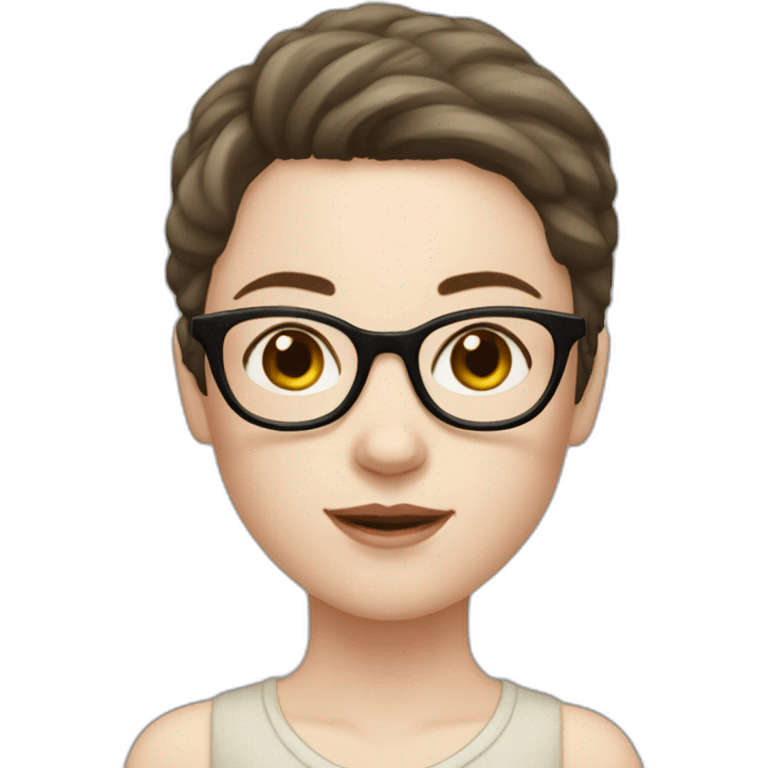 Girl with pale skin, short dark brown hair, glasses, ajd freckles  emoji