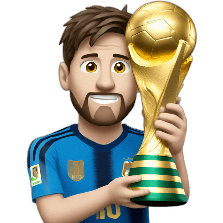 messi holding world cup emoji