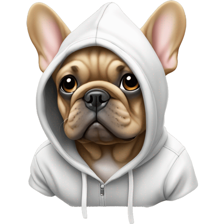 Tan french bulldog with hoodie emoji