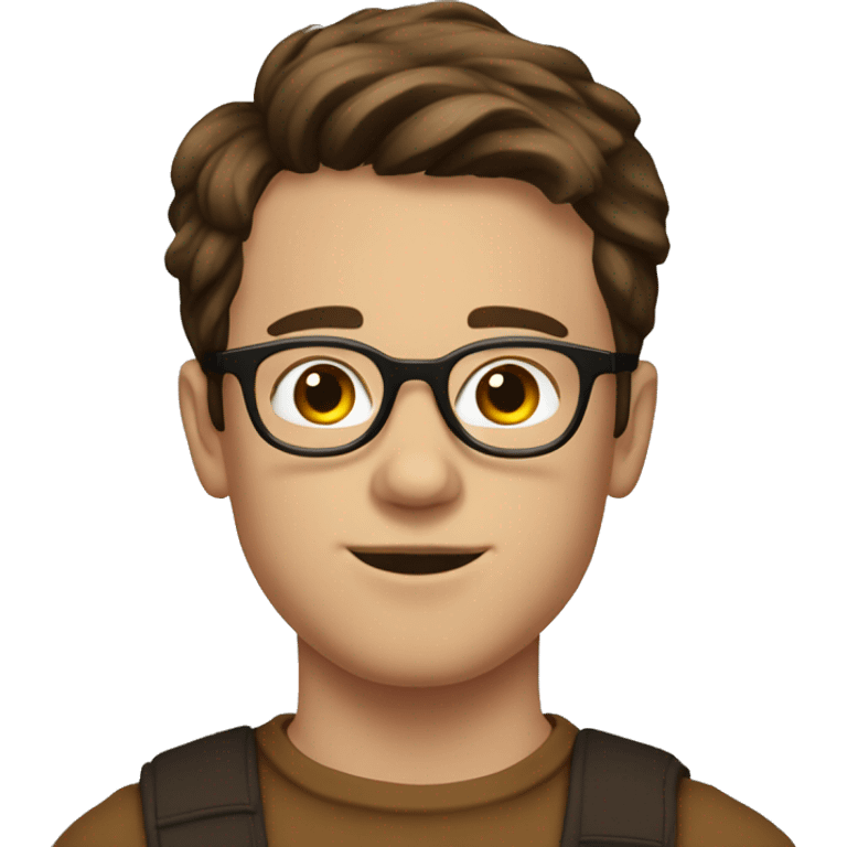 young XIXth Man with round glasses, short brown hair emoji