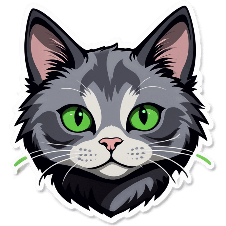 Gray cat with green eyes emoji