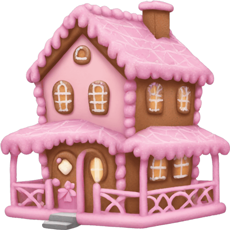 Pink gingerbread house emoji