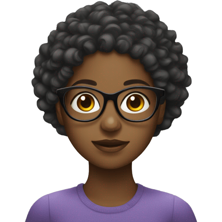 Black girl wearing glasses with curly hair emoji