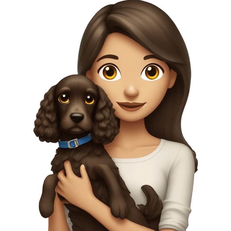 brunette girl with cocker spaniel emoji