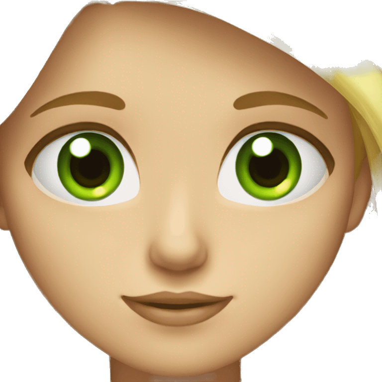 blond girl green eyes with a camera emoji