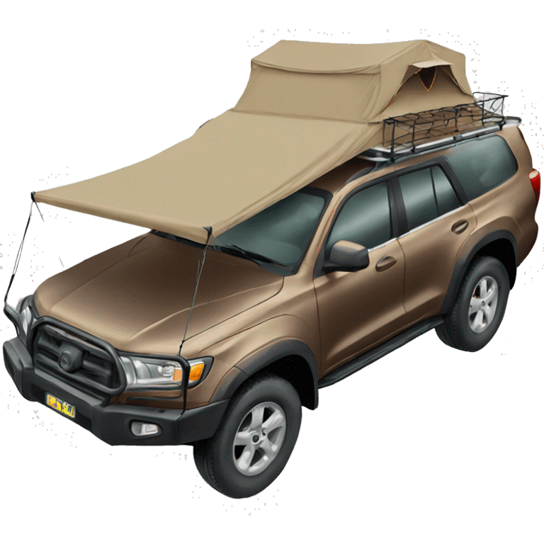 Brown 4wd car with roof top tent  emoji