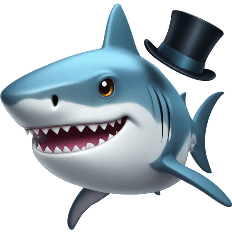 Shark with a top hat emoji