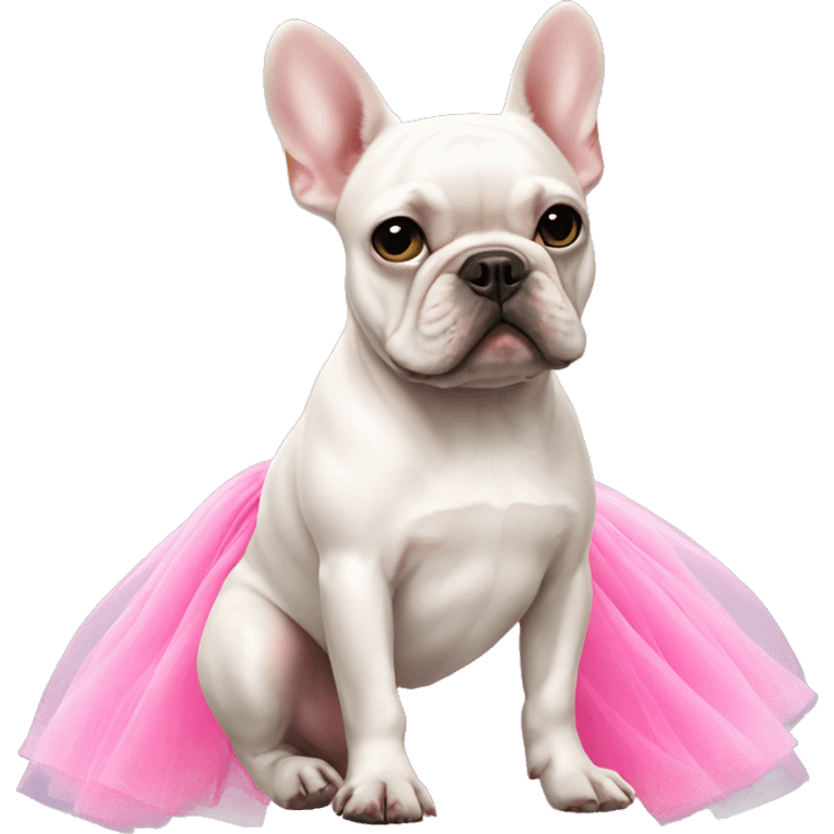 White French bulldog with pink tutu emoji