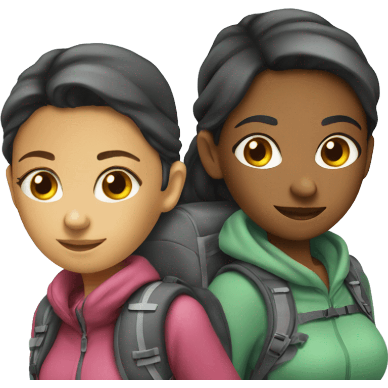 Two Girls with a Backpacker emoji