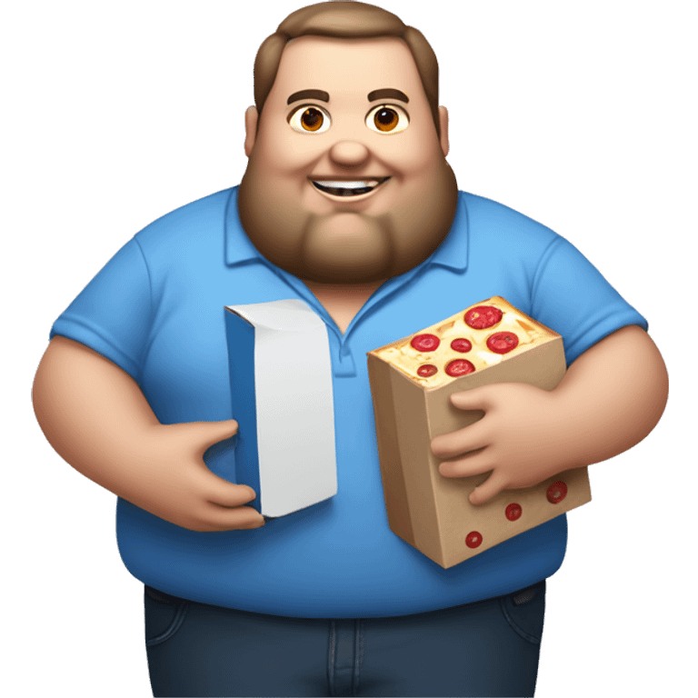 Fat guy holding a dominos box emoji