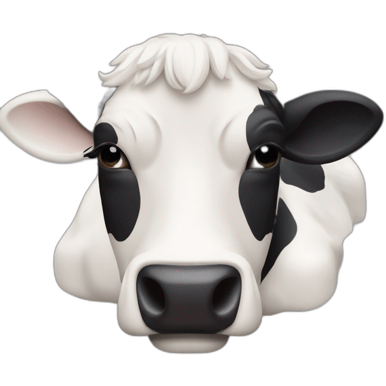 Une vache qui dort sur une vache emoji