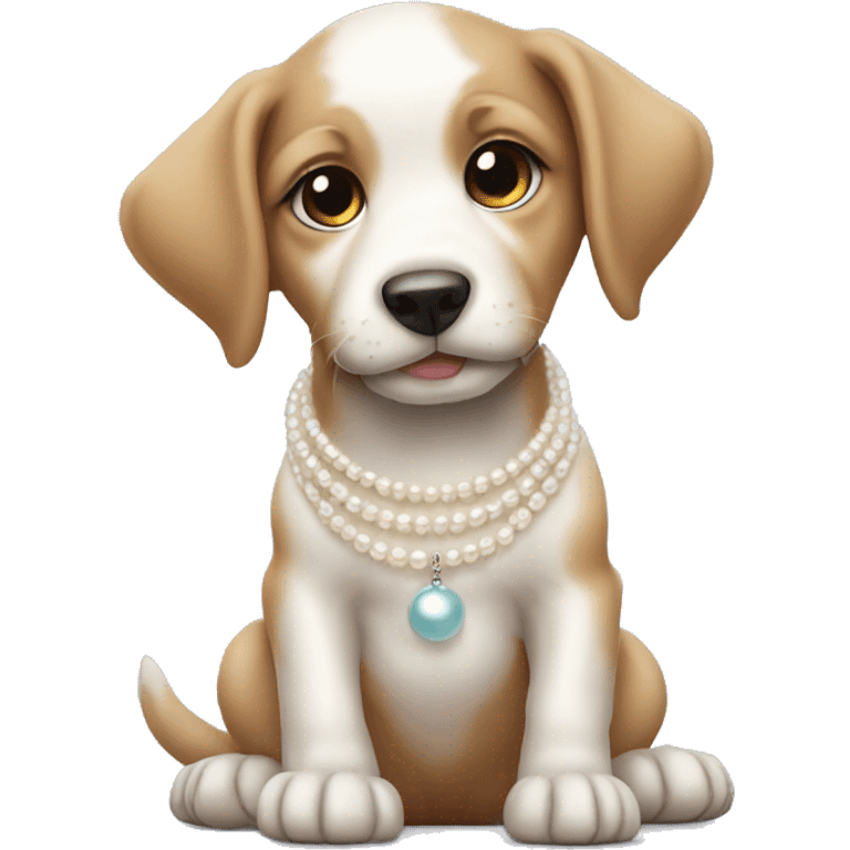 Puppy wearing pearl necklace emoji