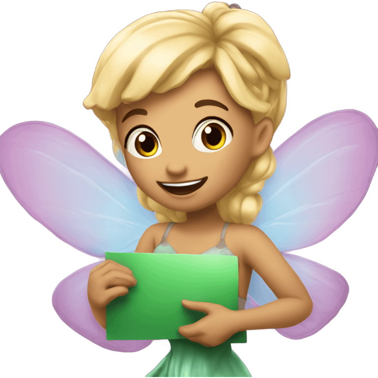 Galactic fairy with blonde hair holding a sign that says “Happy Birthday Arielle!”  emoji