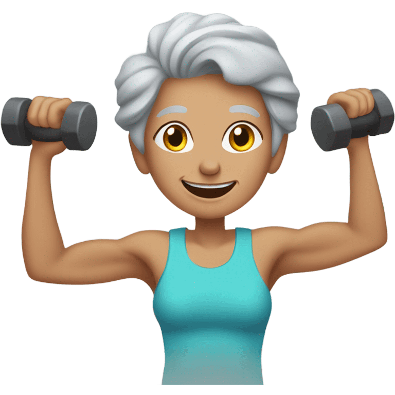 grandma lifting dumbell emoji