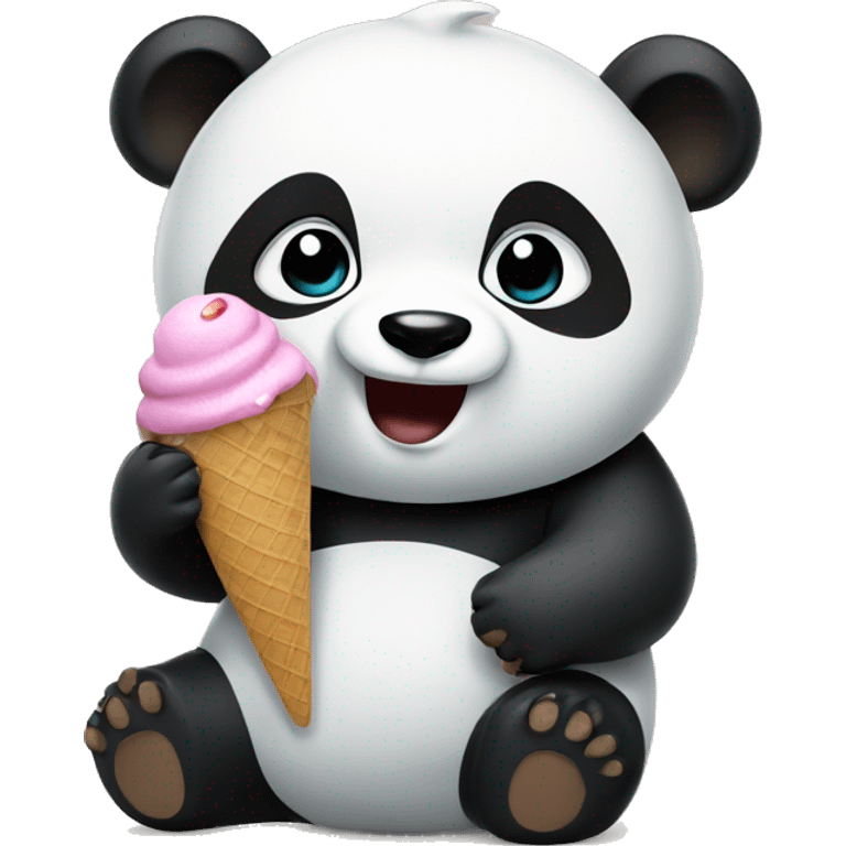 Panda eating ice cream emoji