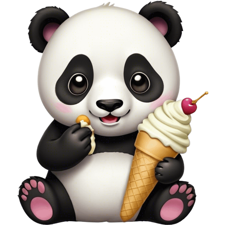 Panda eating ice cream emoji