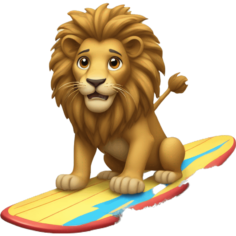 Lion on a surf with boxes  emoji