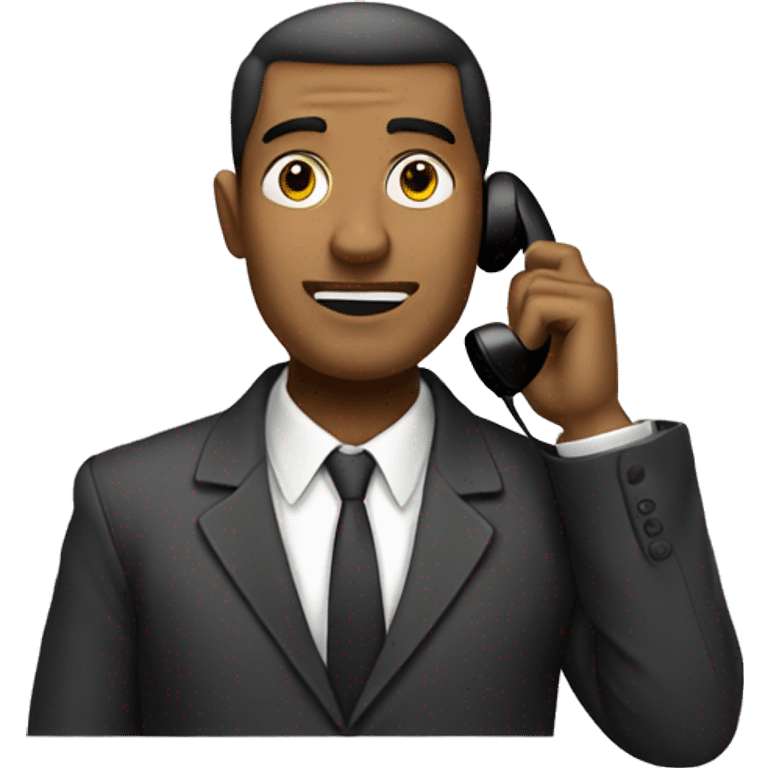 man with dollar signs calling with his telephone emoji