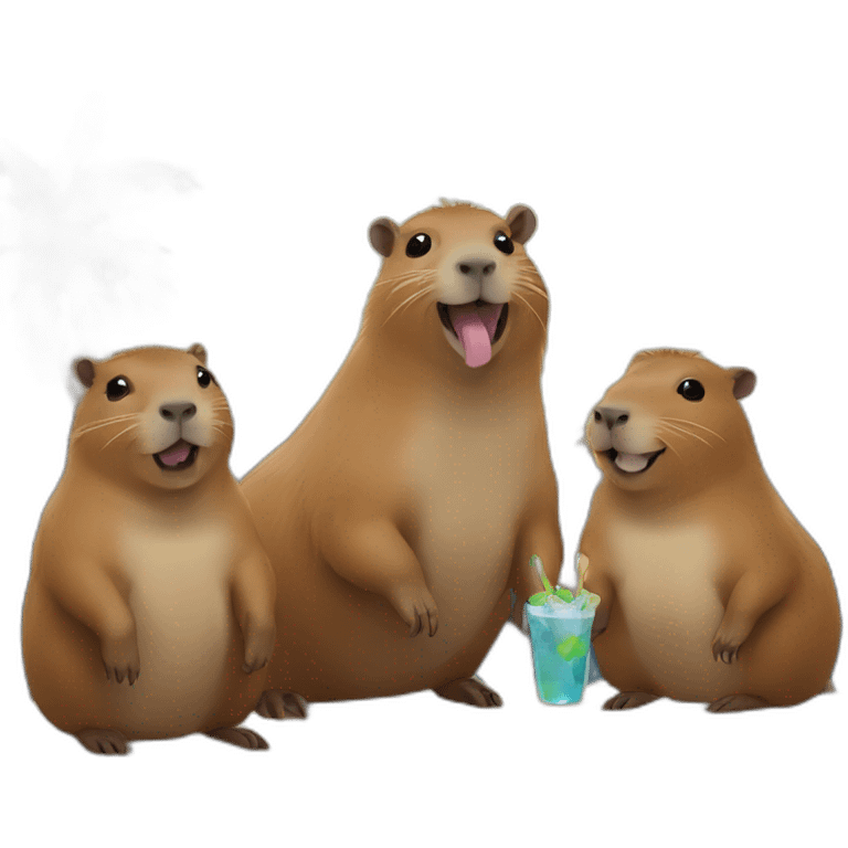 Capybara partying with friends emoji