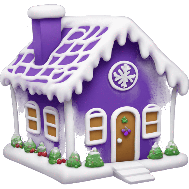 purple and white gingerbread house emoji