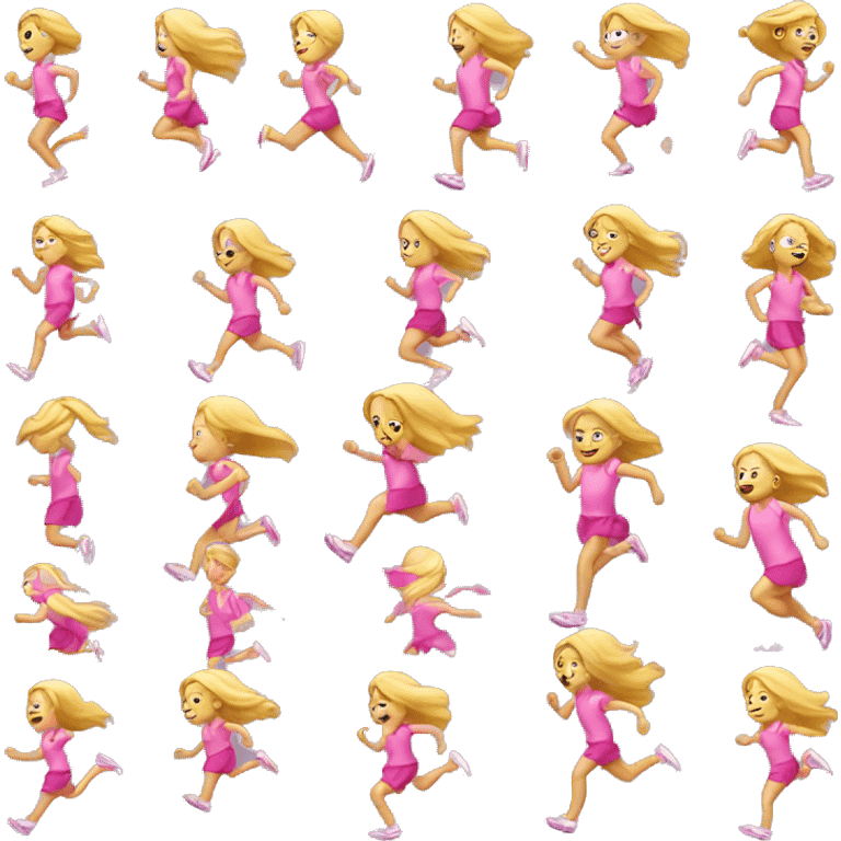 Blonde girl running in pink set emoji