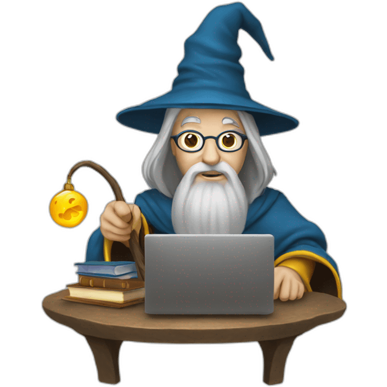 wizard showing his computer emoji