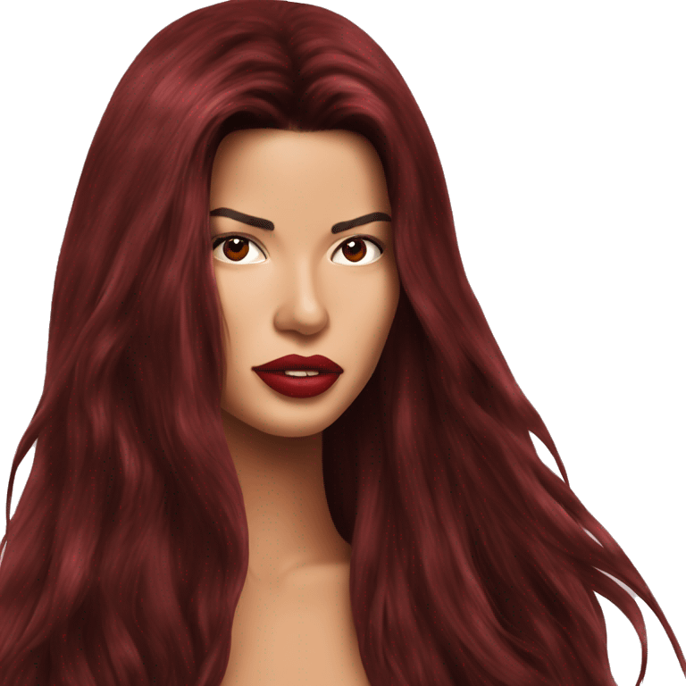 Adriana lima in 90s long dark red hair emoji