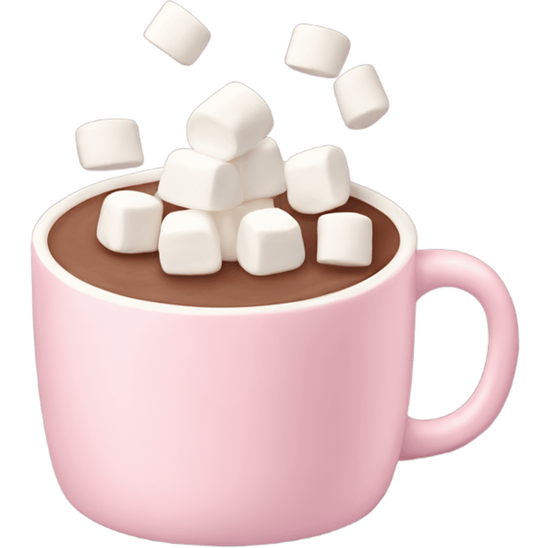 Light Pink mug of hot chocolate with marshmallows  emoji