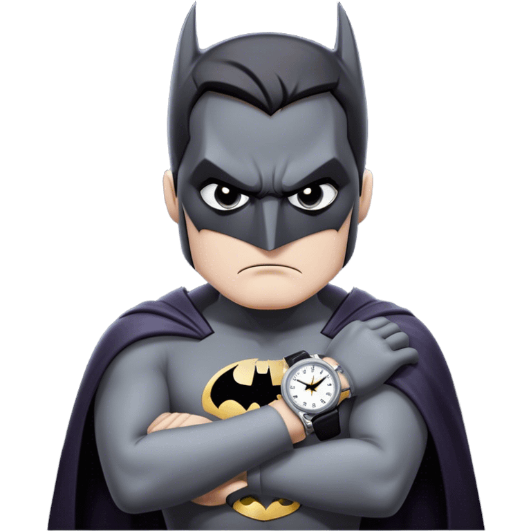 Batman looking stressed with watch emoji