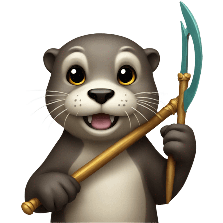 Otter holding trident emoji