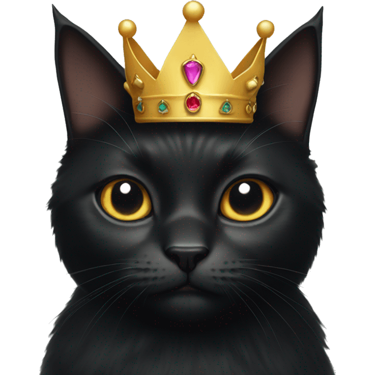 black cat wearing a crown emoji