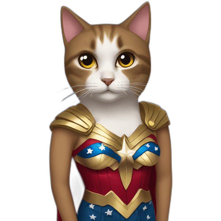 cat in a wonder woman costume emoji