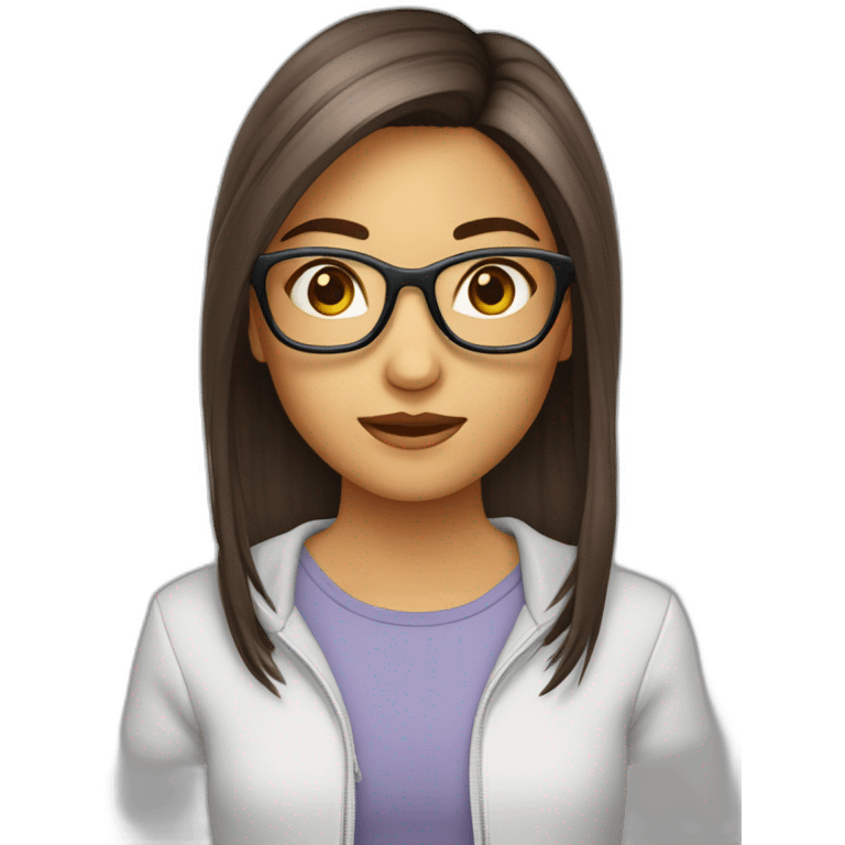 Fille a lunettes cheveux bruns au carré emoji