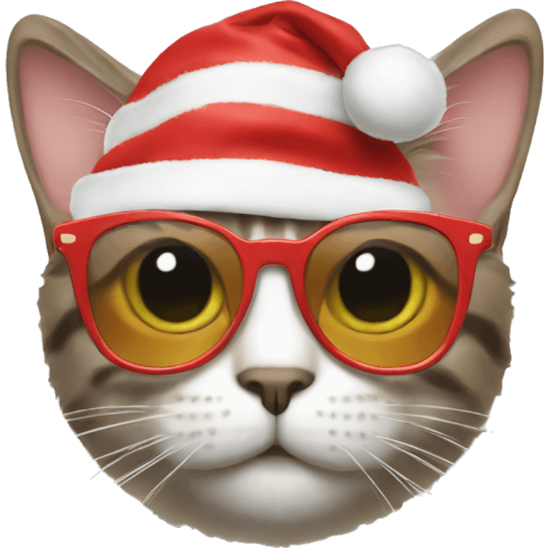 Cat with Christmas sunglasses emoji