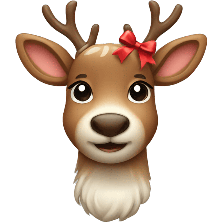 cute reindeer with a bow emoji