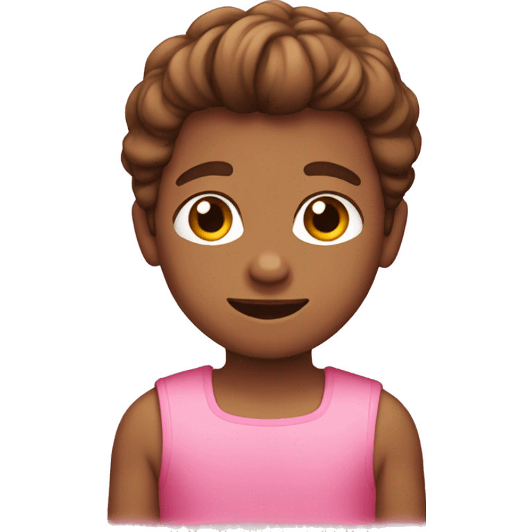 Brown headed boy with a pink dress emoji