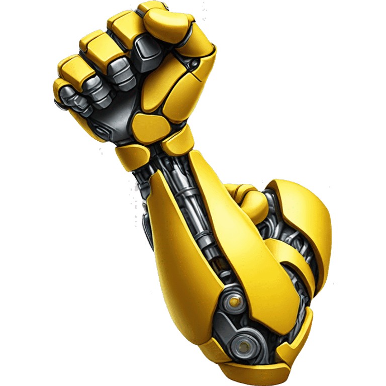 Flexing yellow mechanical cyborg bicep and arm emoji