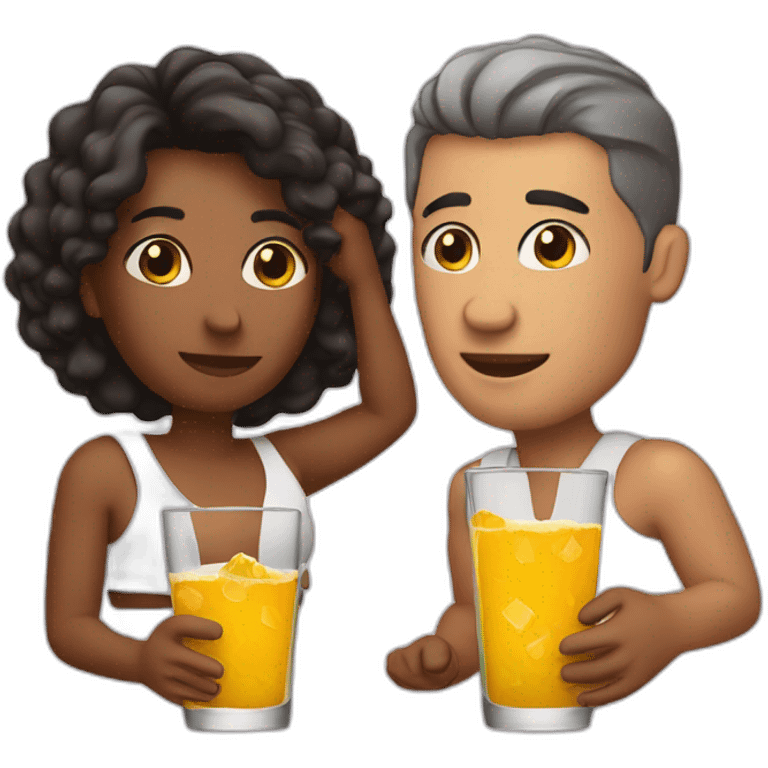 a couple closeup drinking tequila emoji