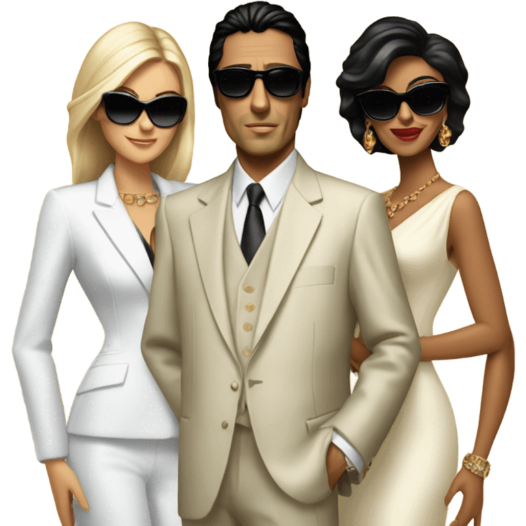 Tony Montana sunglasses with 3 beautiful ladies with him emoji