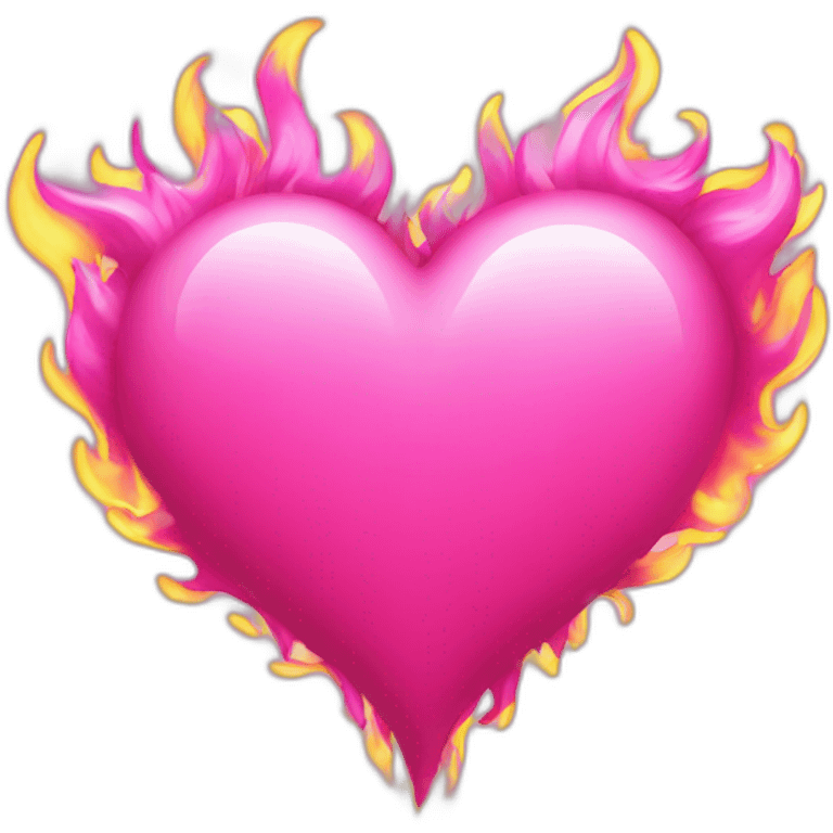 Pink heart with pink flames cool emoji